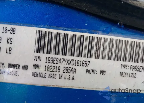 1999 Dodge Neon Highline из США, поврежденный, VIN 1B3ES47YXXD161687